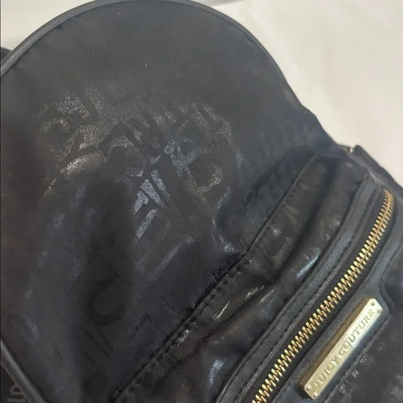 JUICY COUTURE Ransom Note mini backpack black adjustable straps zip pockets - Picture 15 of 17